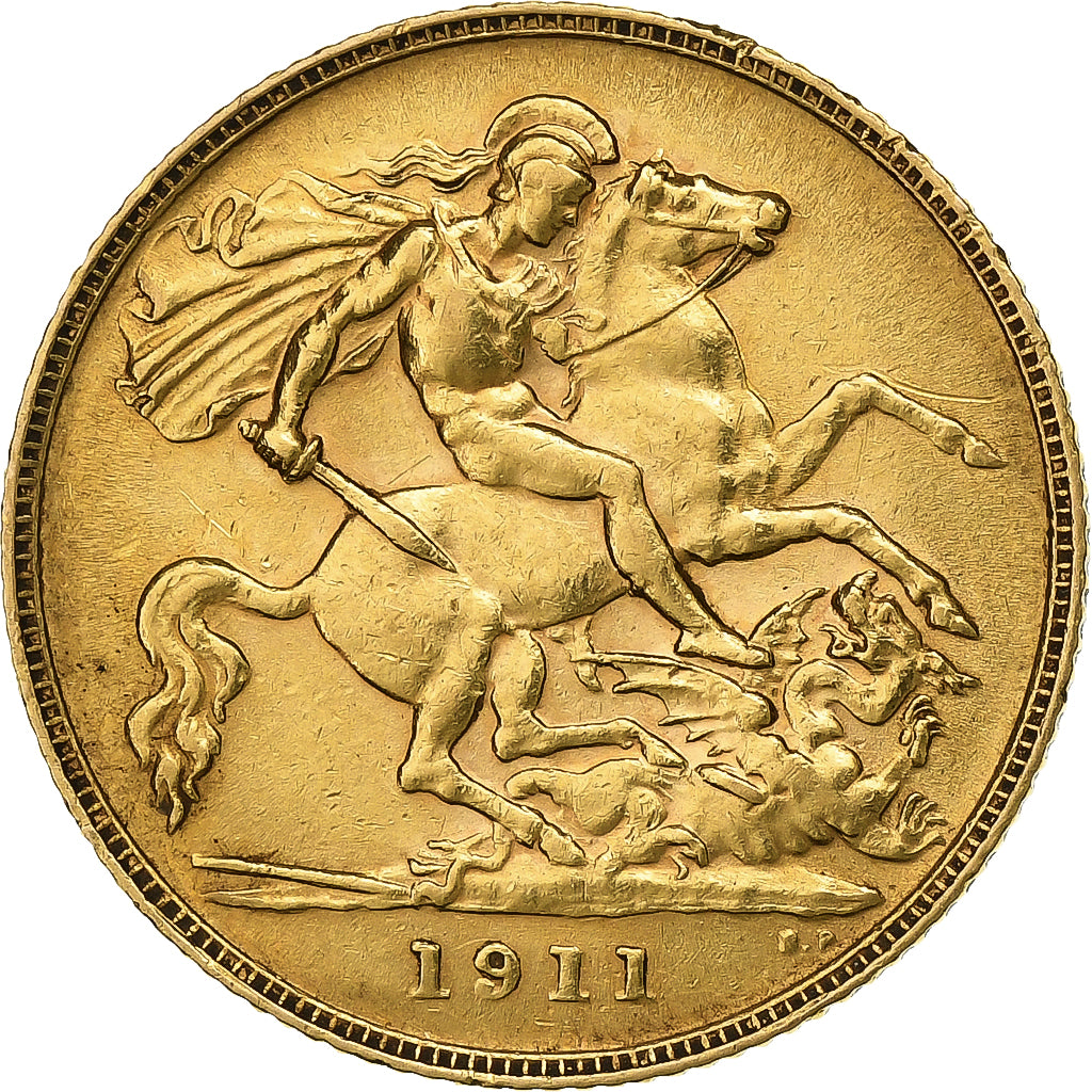 Grande-Bretagne, George V, 1/2 Sovereign, 1911, Or, TTB, KM:819