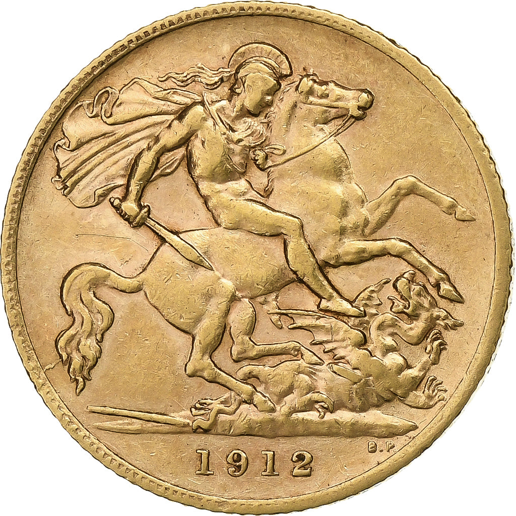 Grã-Bretanha, George V, 1/2 Sovereign, 1912, Dourado, EF(40-45), KM:819