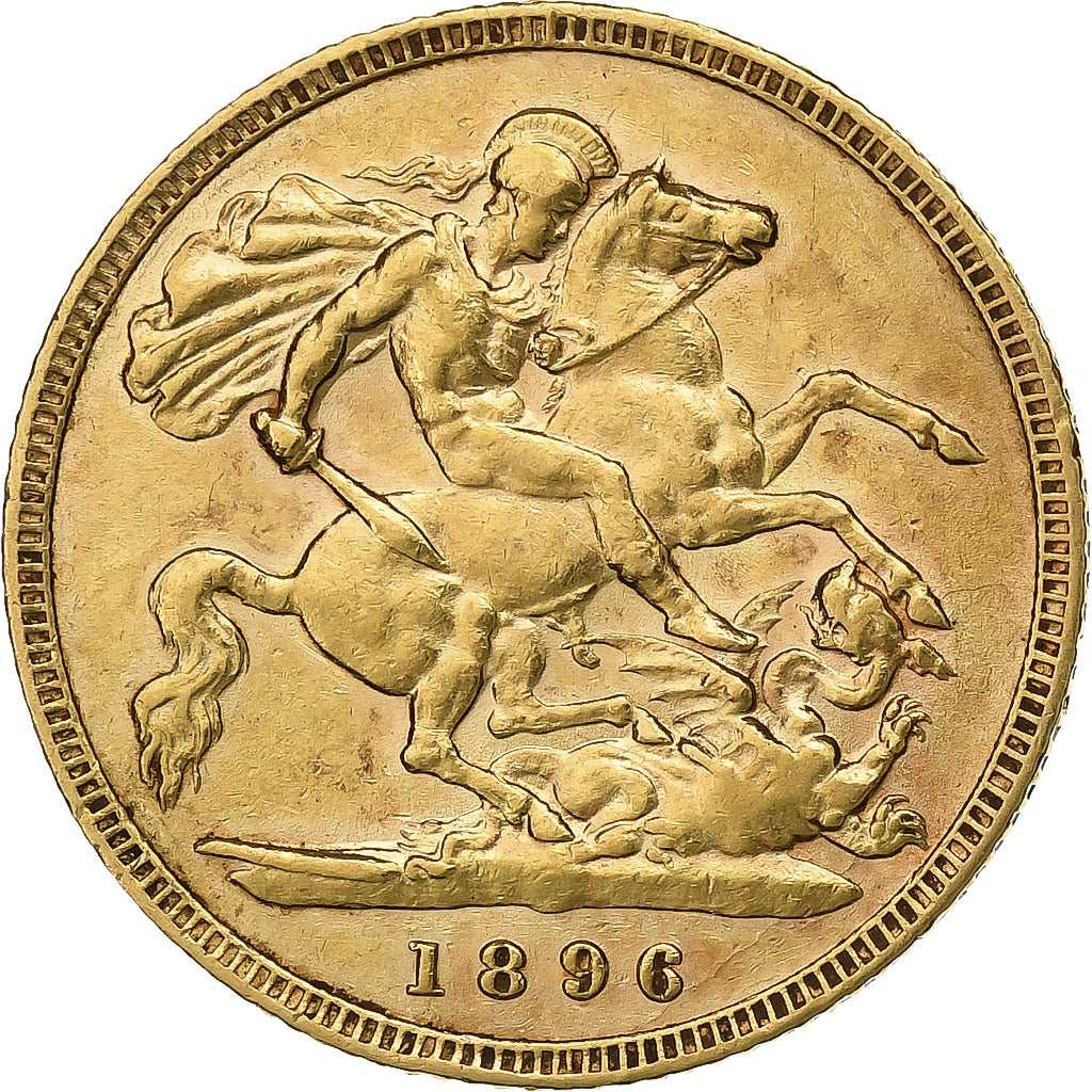 Great Britain, Victoria, 1/2 Sovereign, 1896, Gold, AU(50-53), KM:784