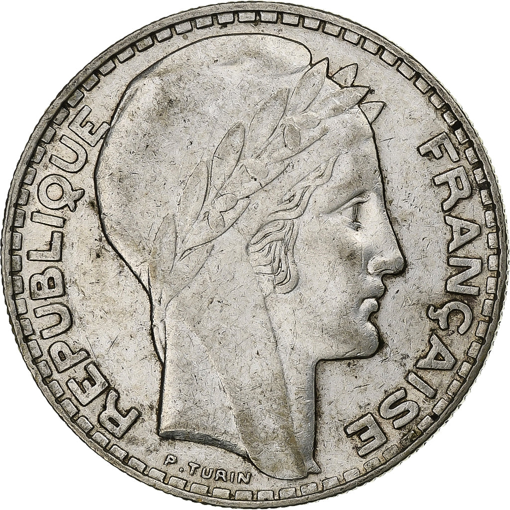 France, 20 Francs, Turin, 1933, Paris, Rameaux longs, Argent, TTB+, Gadoury:852
