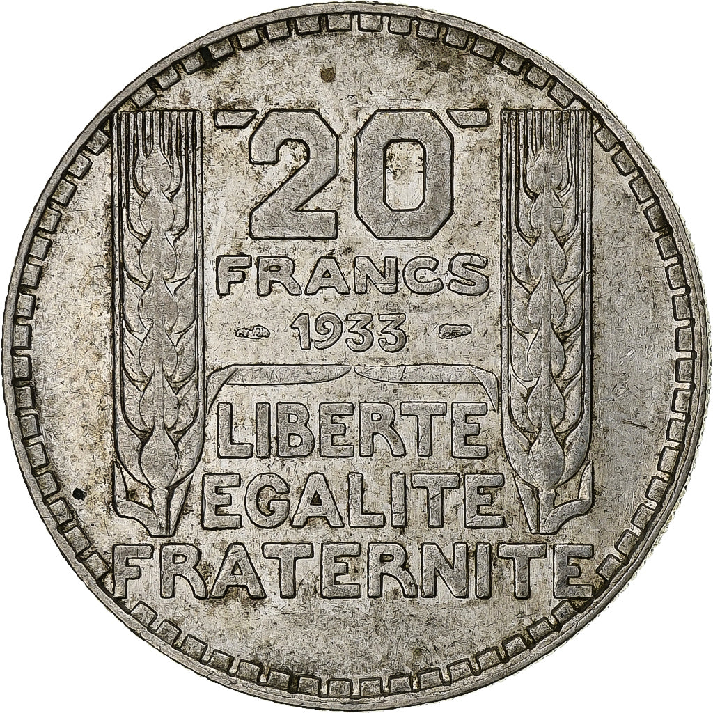 Frankreich, 20 Francs, Turin, 1933, Paris, Rameaux longs, Silber, SS+