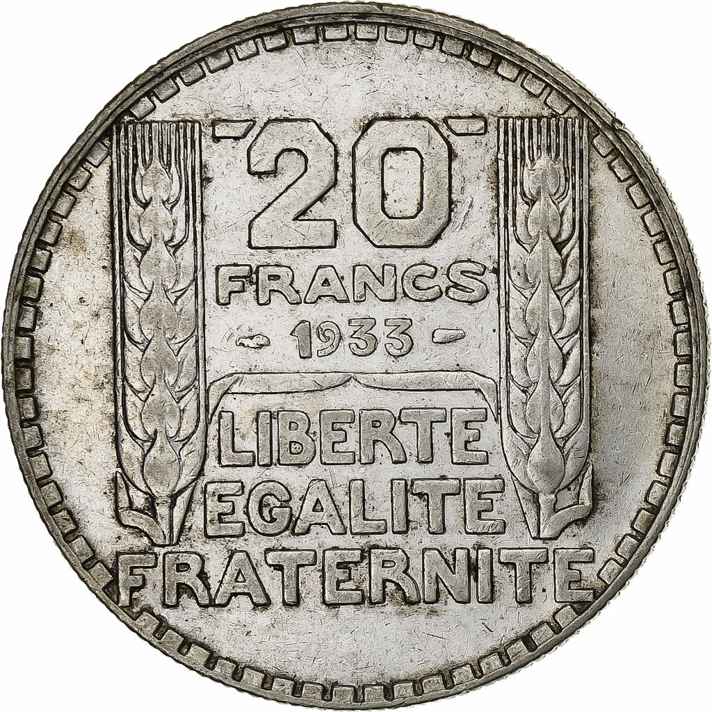 França, 20 Francs, Turin, 1933, Paris, Rameaux longs, Prata, AU(50-53)