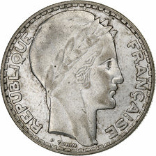 France, 20 Francs, Turin, 1933, Paris, Rameaux longs, Silver, AU(50-53)