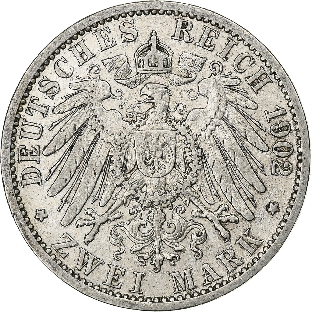 German States, PRUSSIA, Wilhelm II, 2 Mark, 1902, Berlin, Silver, EF(40-45)
