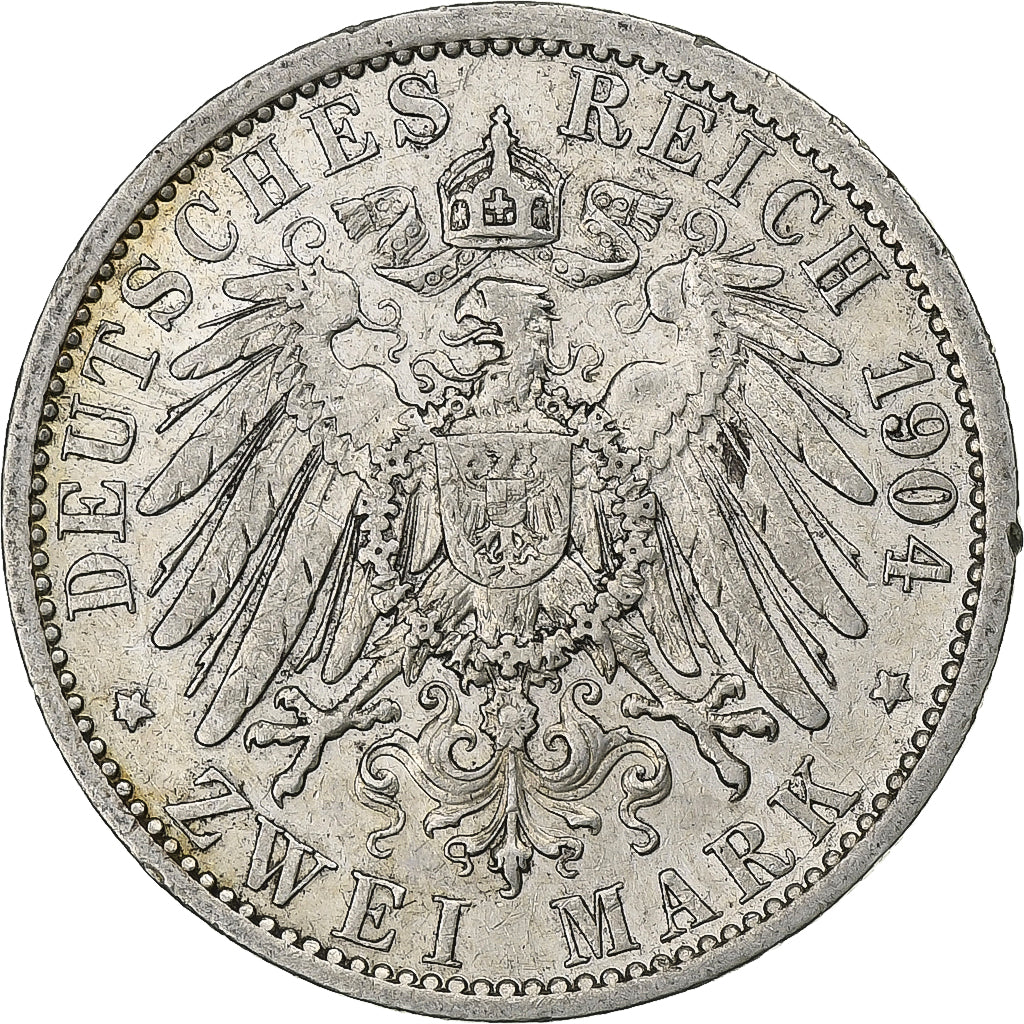 Stati tedeschi, PRUSSIA, Wilhelm II, 2 Mark, 1904, Berlin, Argento, BB, KM:522
