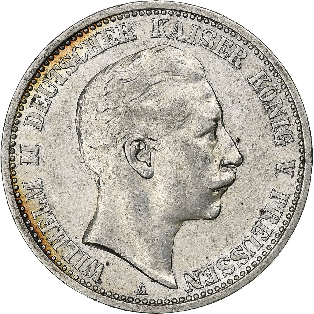 German States, PRUSSIA, Wilhelm II, 2 Mark, 1907, Berlin, Silver, AU(50-53)