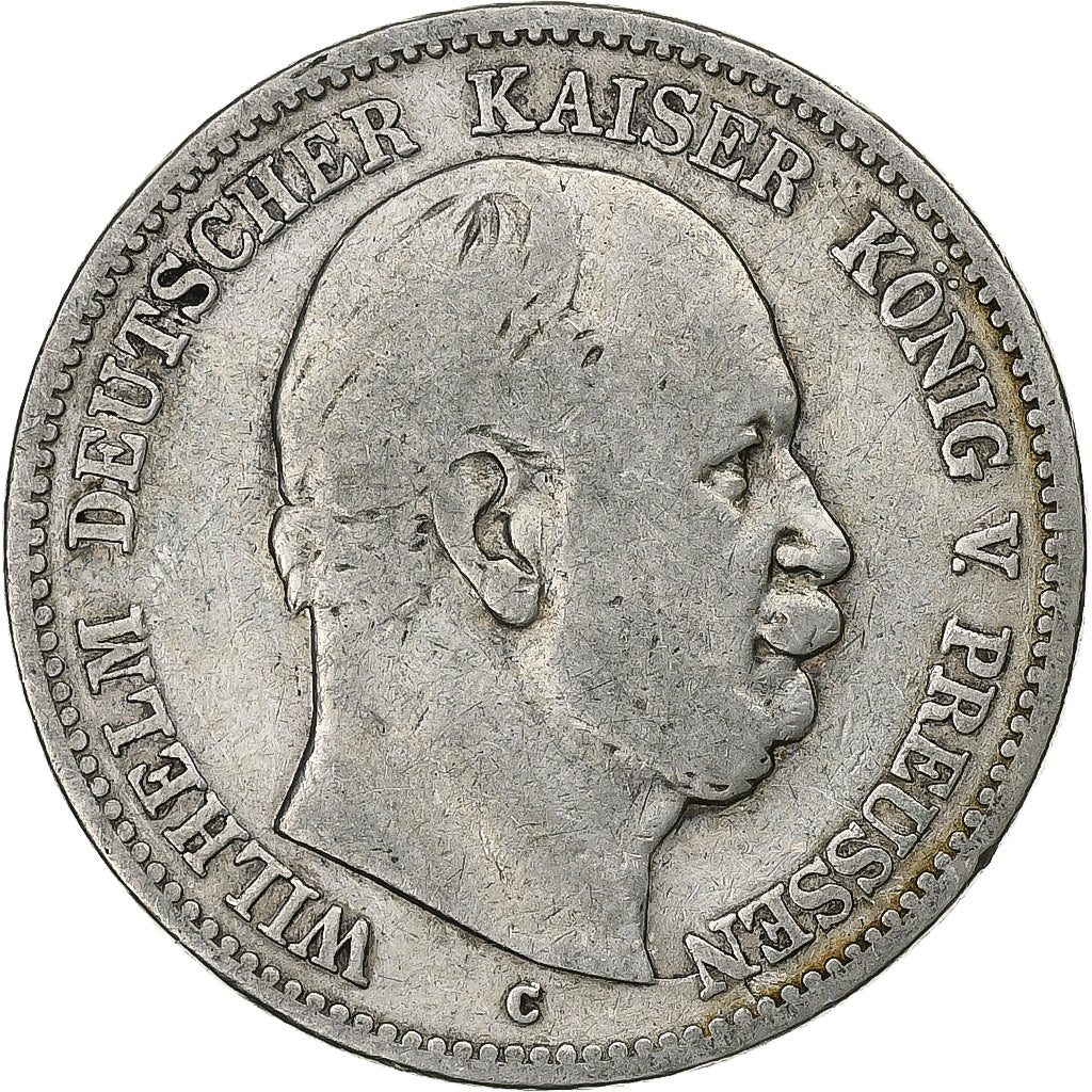 German States, PRUSSIA, Wilhelm I, 2 Mark, 1876, Cleves, Silver, VF(30-35)