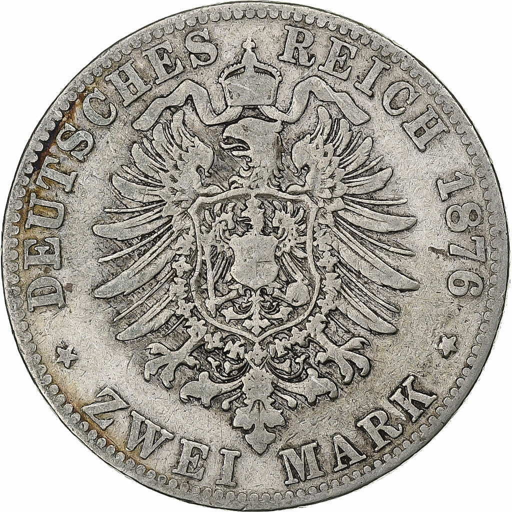German States, PRUSSIA, Wilhelm I, 2 Mark, 1876, Cleves, Silver, VF(30-35)