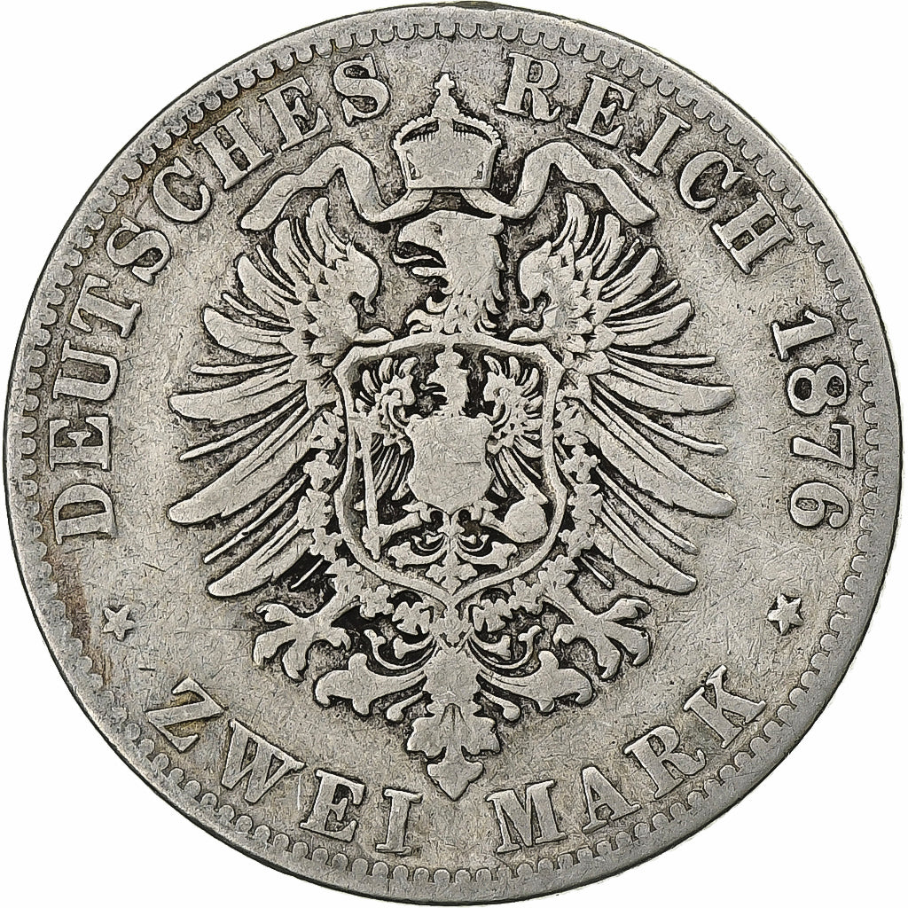 Duitse staten, PRUSSIA, Wilhelm I, 2 Mark, 1876, Berlin, Zilver, FR, KM:506