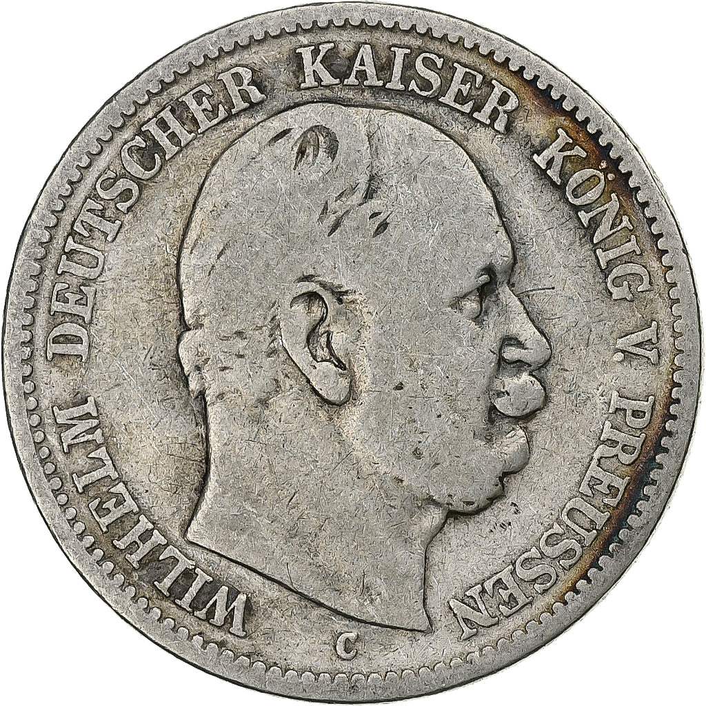 Stati tedeschi, PRUSSIA, Wilhelm I, 2 Mark, 1876, Cleves, Argento, MB, KM:506