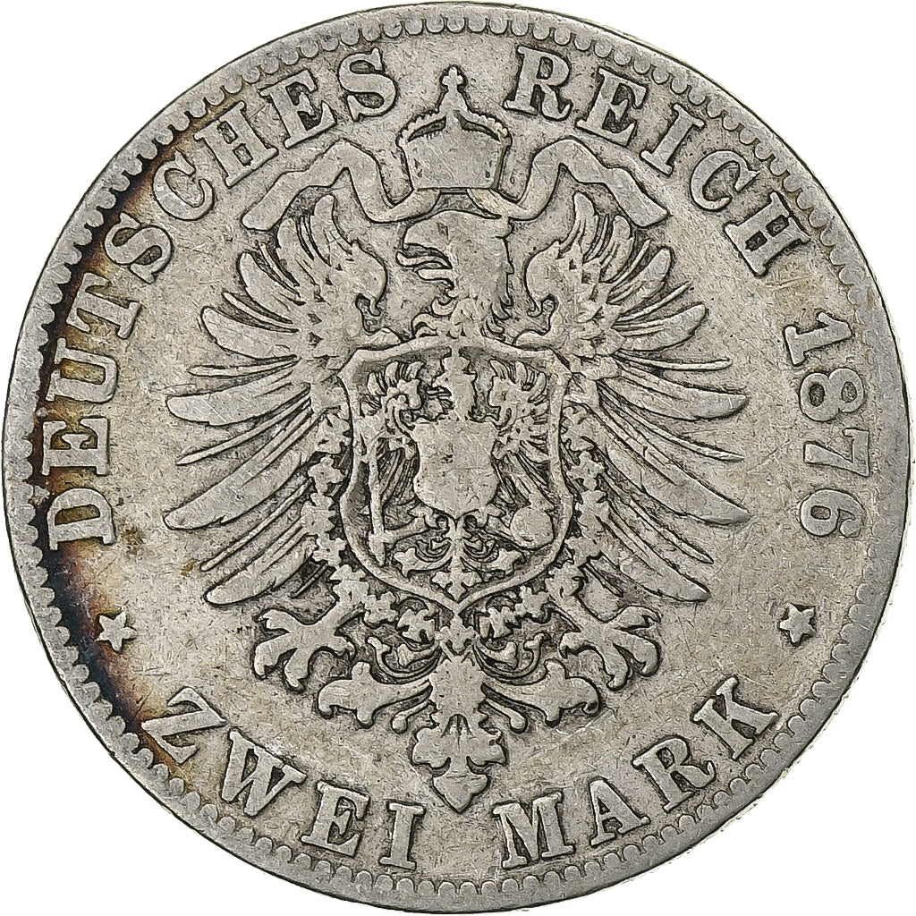 Stati tedeschi, PRUSSIA, Wilhelm I, 2 Mark, 1876, Cleves, Argento, MB, KM:506