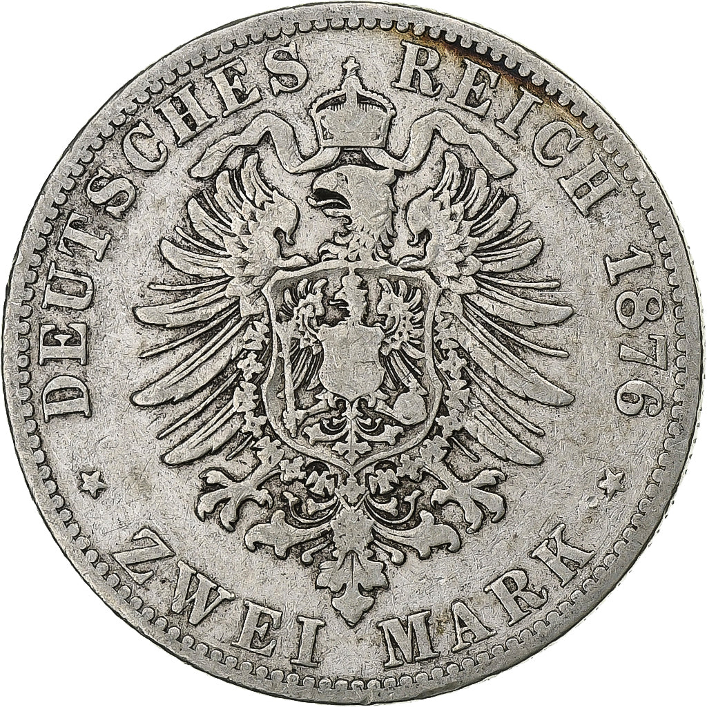 Stati tedeschi, PRUSSIA, Wilhelm I, 2 Mark, 1876, Breslau, Argento, MB+, KM:506