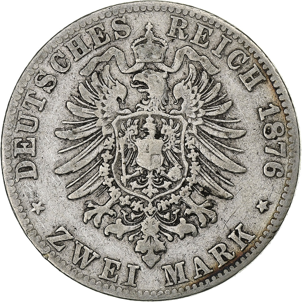German States, PRUSSIA, Wilhelm I, 2 Mark, 1876, Cleves, Silver, VF(30-35)