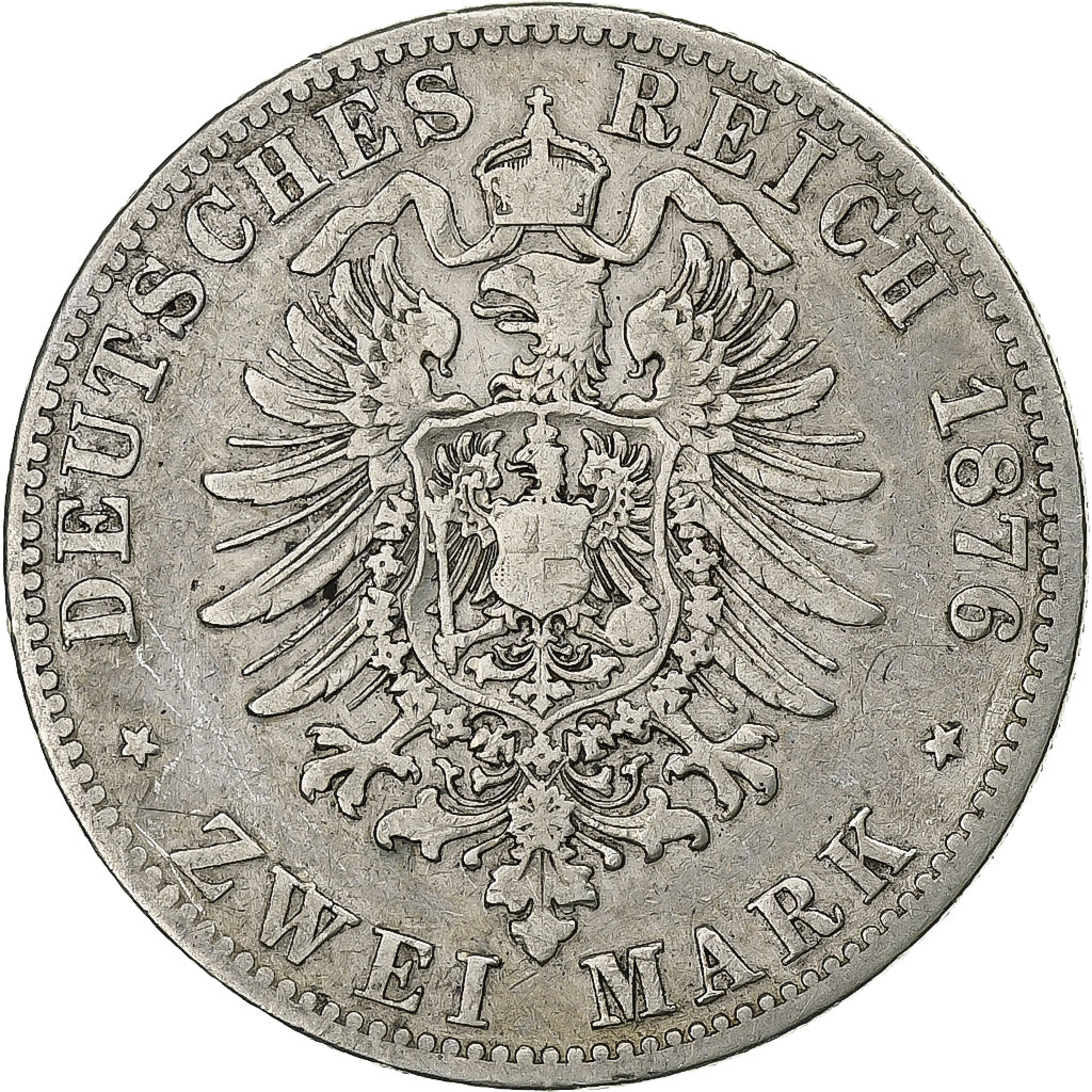 German States, PRUSSIA, Wilhelm I, 2 Mark, 1876, Berlin, Silver, VF(30-35)