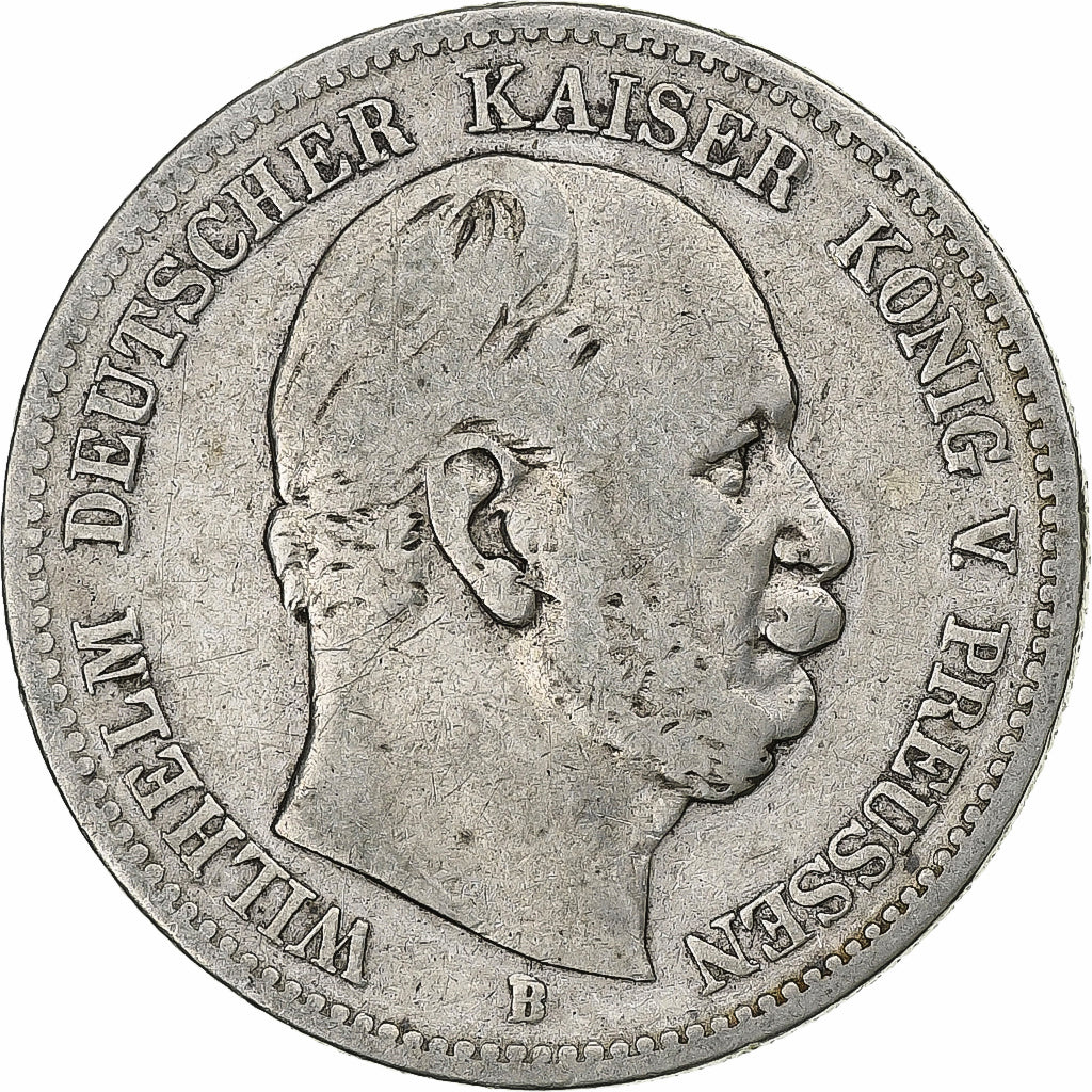 German States, PRUSSIA, Wilhelm I, 2 Mark, 1876, Breslau, Silver, VF(30-35)