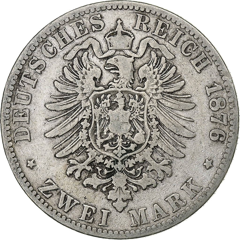 German States, PRUSSIA, Wilhelm I, 2 Mark, 1876, Breslau, Silver, VF(30-35)