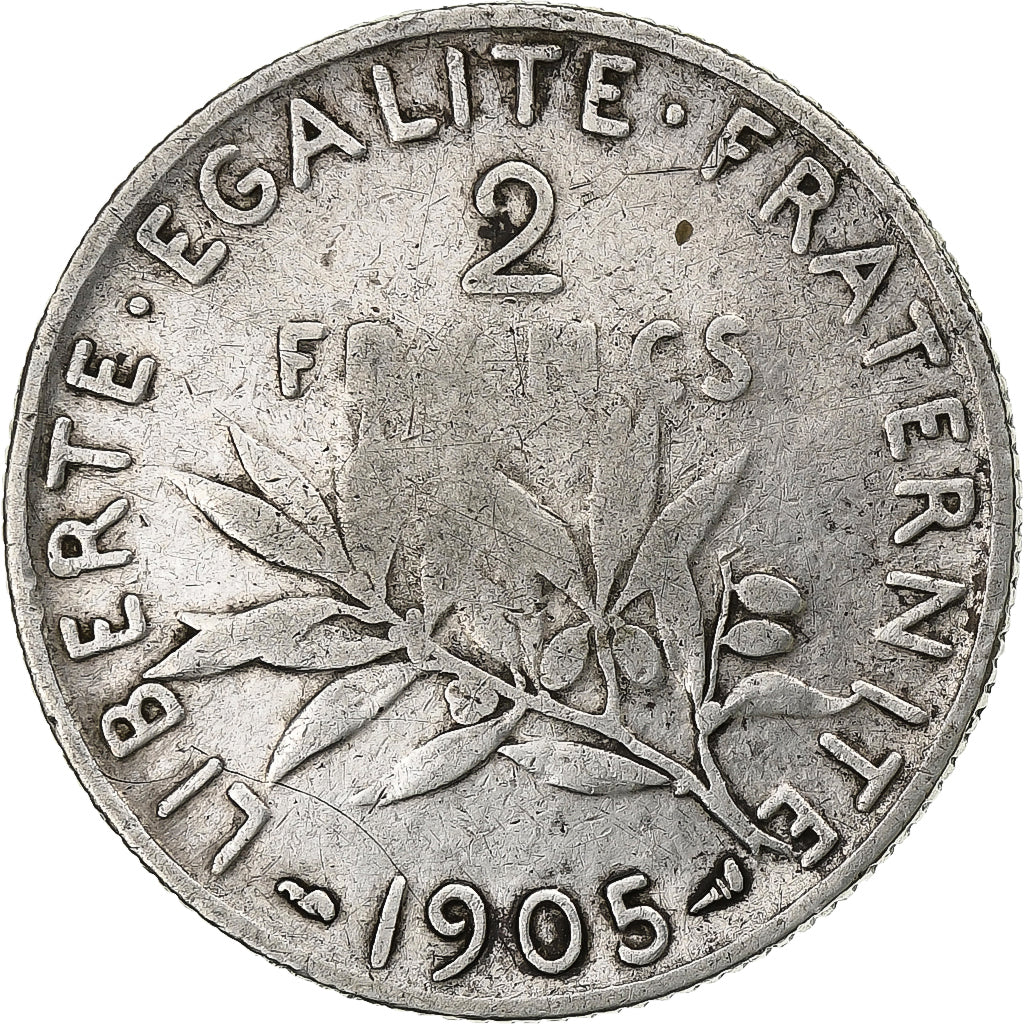Francia, 2 Francs, Semeuse, 1905, Paris, Argento, MB+, Gadoury:532, KM:845.1