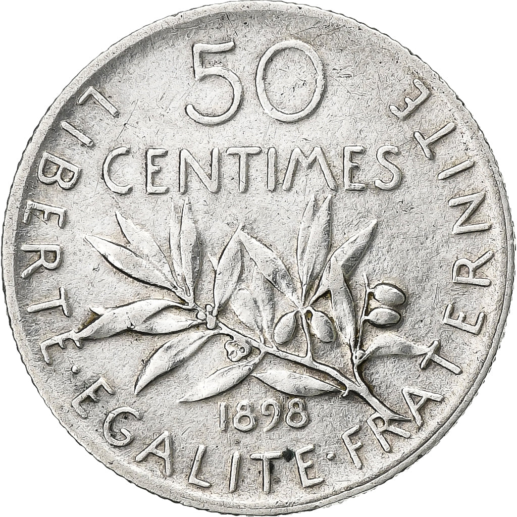 France, 50 Centimes, Semeuse, 1898, Paris, Silver, AU(50-53), Gadoury:420