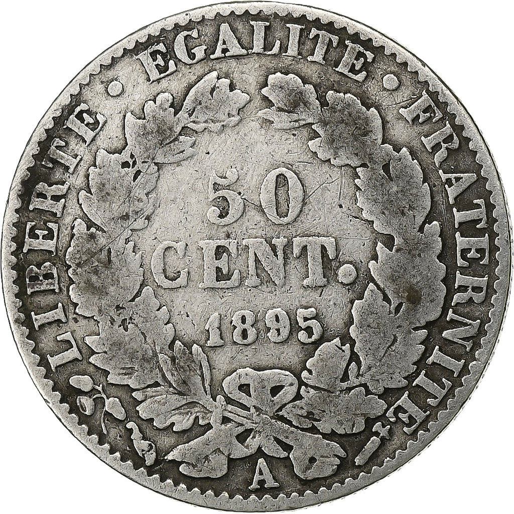 France, 50 Centimes, Cérès, 1895, Paris, Argent, TB+, Gadoury:419a, KM:834.1
