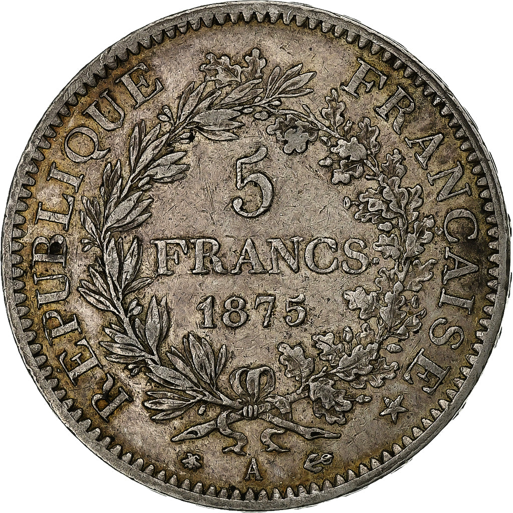 Francia, 5 Francs, Hercule, 1875, Paris, Plata, MBC, Gadoury:745a, KM:820.1