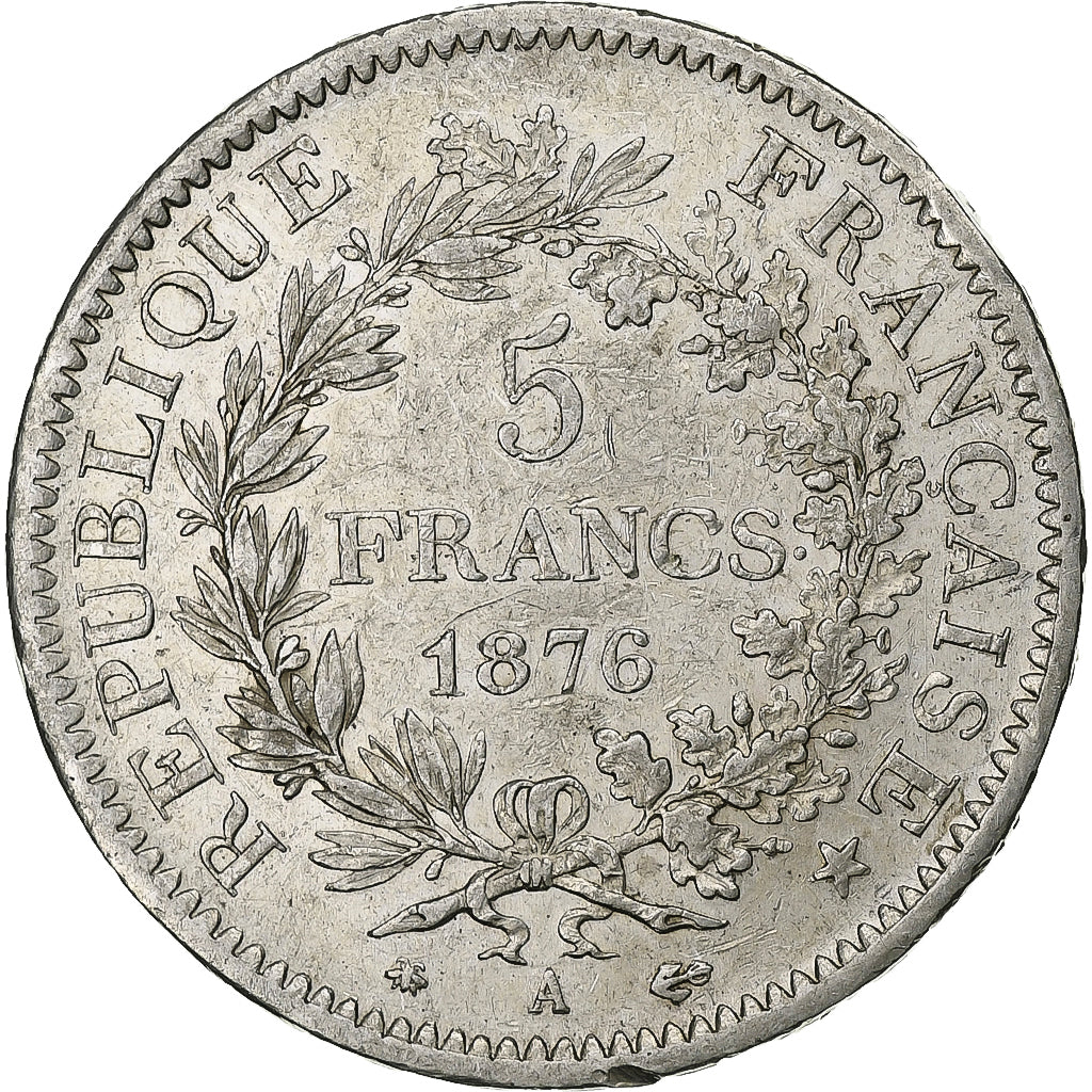 France, 5 Francs, Hercule, 1876, Paris, Argent, TTB, Gadoury:745a, KM:820.1