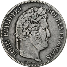 França, Louis-Philippe I, 5 Francs, 1837, Lille, Prata, VF(30-35), Gadoury:678