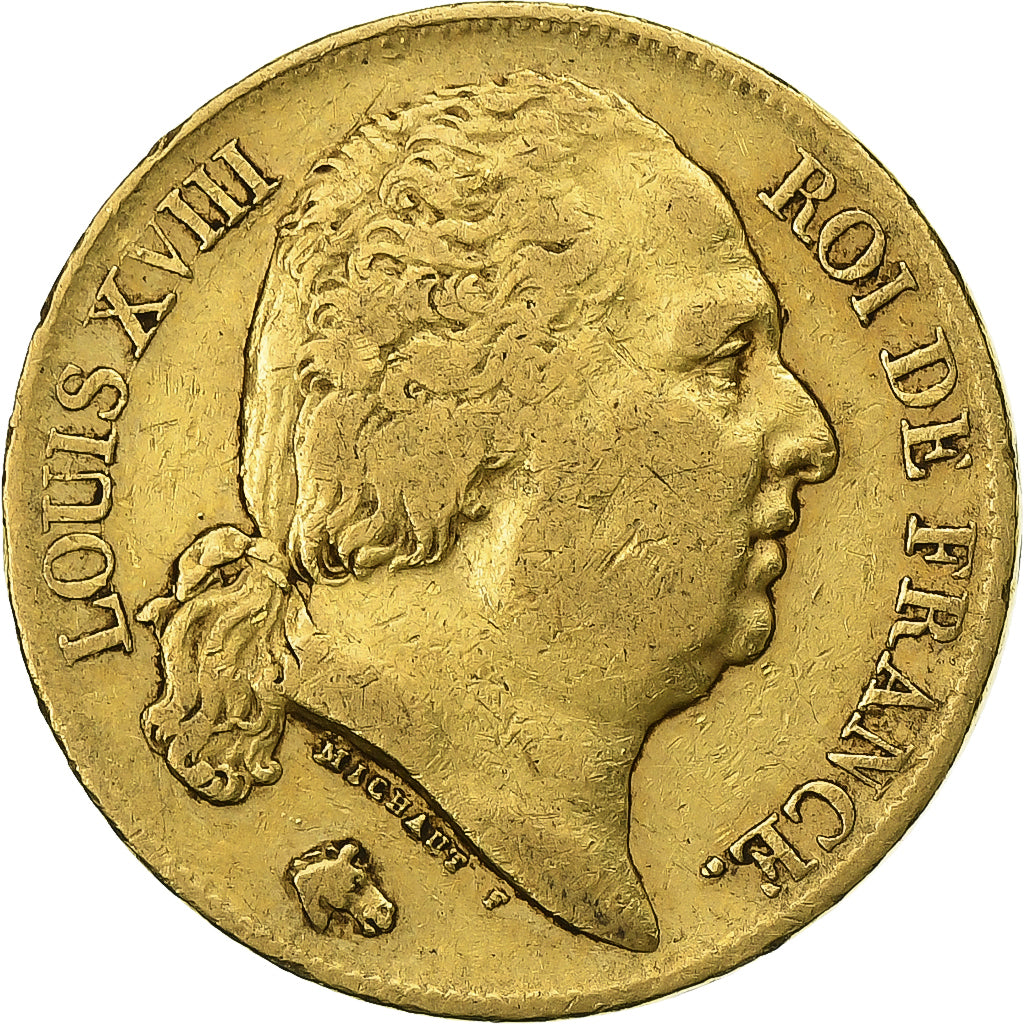 Frankrijk, Louis XVIII, 20 Francs, 1816, Paris, Goud, FR+, Gadoury:1028