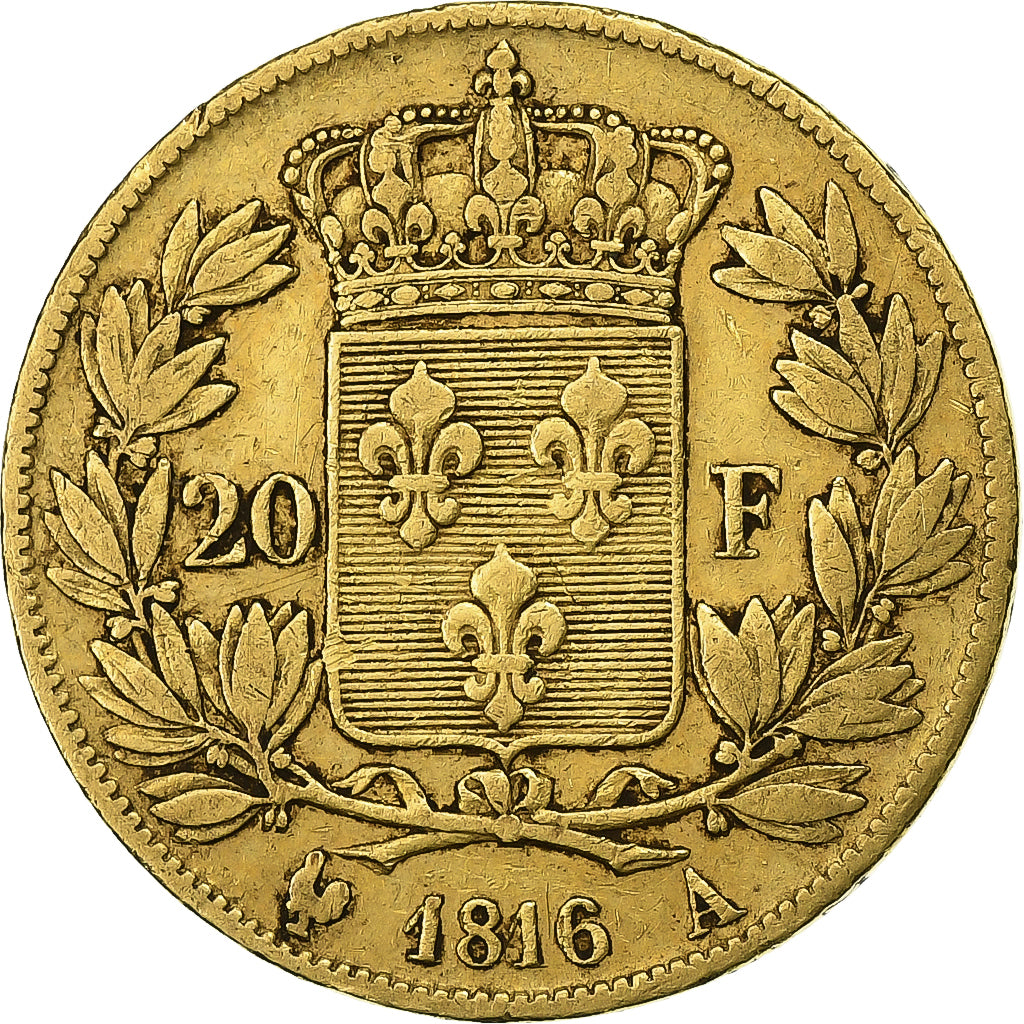 Frankrijk, Louis XVIII, 20 Francs, 1816, Paris, Goud, FR+, Gadoury:1028