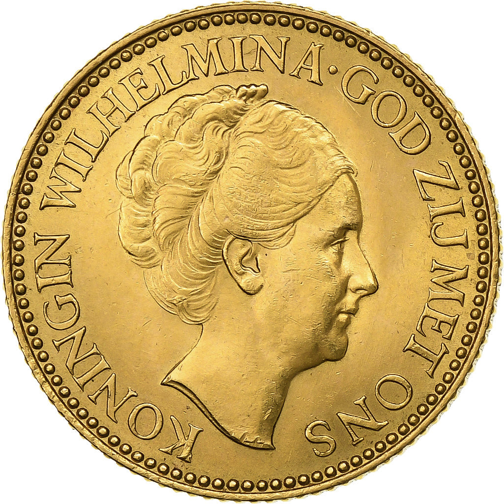 Países Bajos, Wilhelmina I, 10 Gulden, 1925, Oro, EBC, KM:162