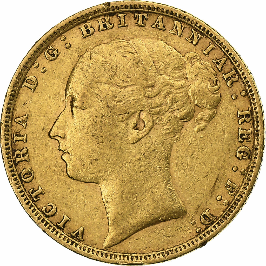 Gran Bretaña, Victoria, Sovereign, 1884, Oro, MBC+, KM:752