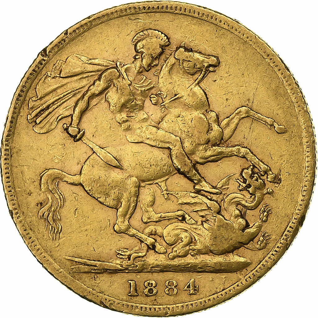 Gran Bretaña, Victoria, Sovereign, 1884, Oro, MBC+, KM:752