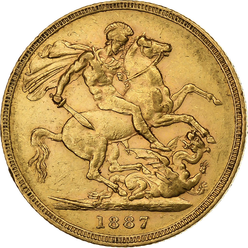 Australia, Victoria, Sovereign, 1887, Melbourne, Gold, AU(50-53), KM:7