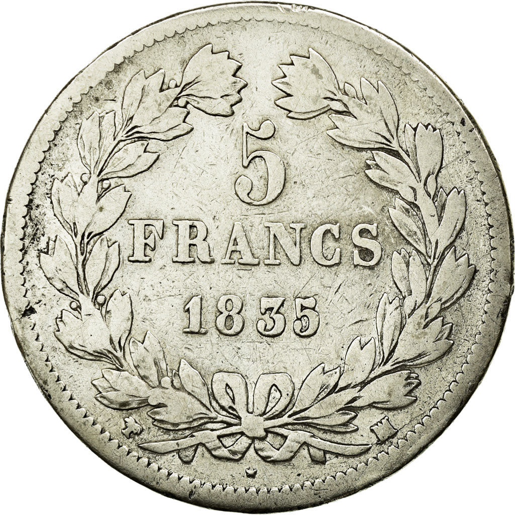Coin, France, Louis-Philippe, 5 Francs, 1835, Marseille, F(12-15), Silver