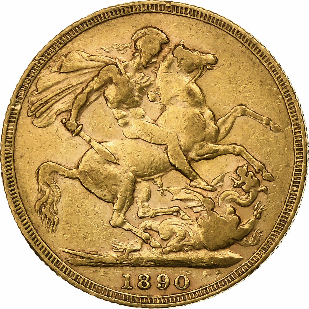 Gran Bretaña, Victoria, Sovereign, 1890, Oro, MBC, KM:767