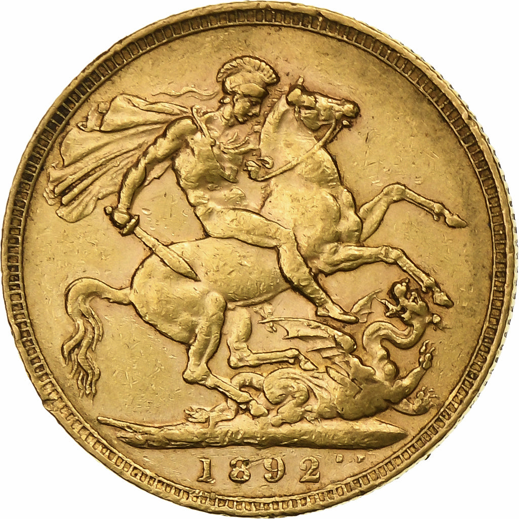 Great Britain, Victoria, Sovereign, 1892, Gold, EF(40-45), KM:767