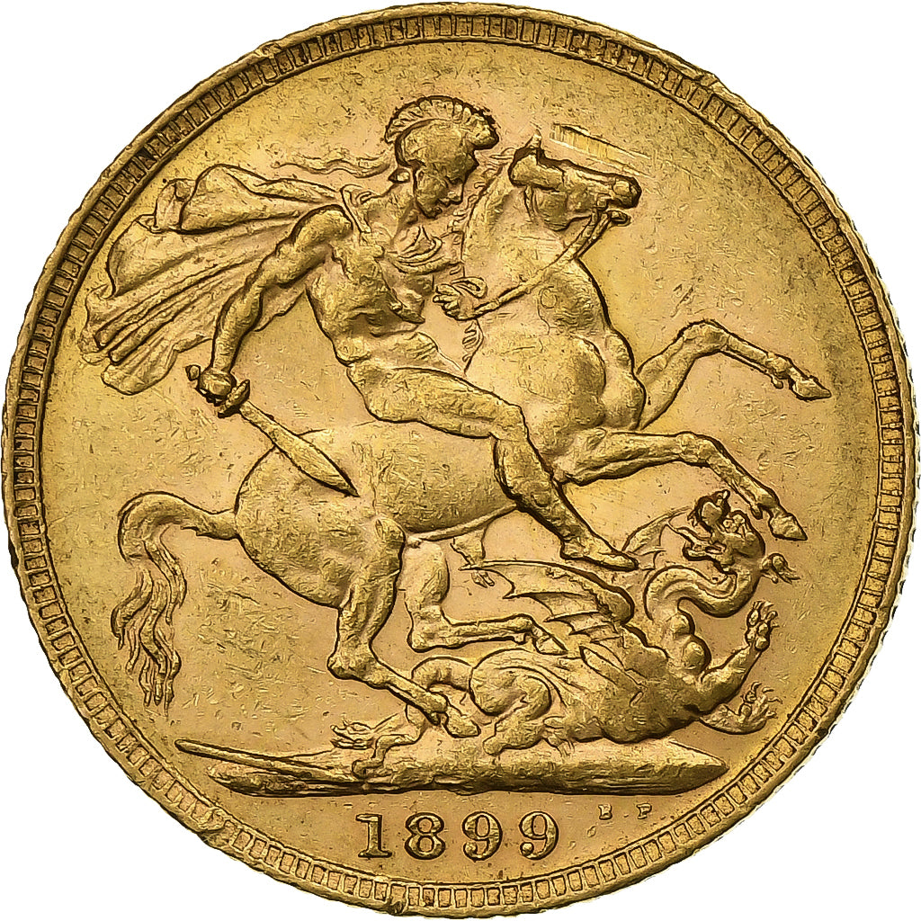 Great Britain, Victoria, Sovereign, 1899, Gold, AU(50-53), KM:785