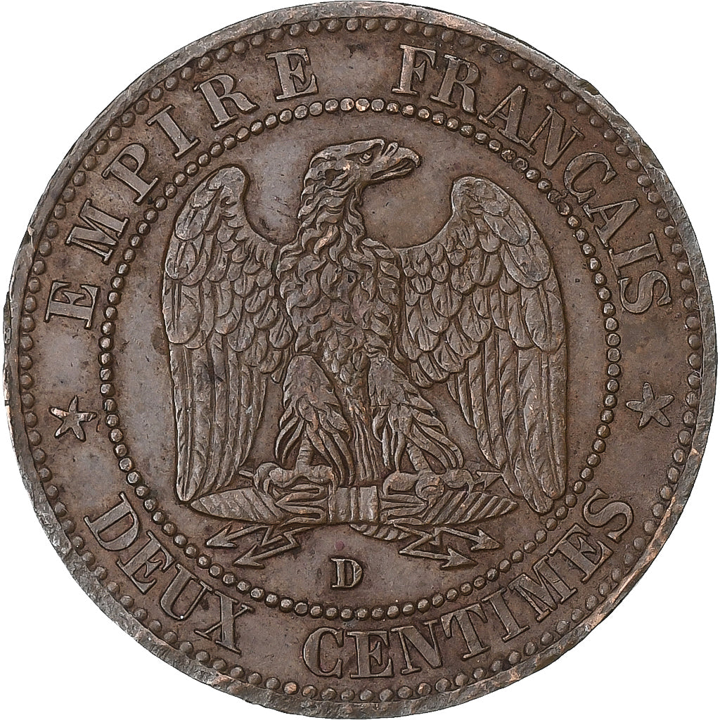France, Napoleon III, 2 Centimes, 1854, Lyon, Bronze, EF(40-45), Gadoury:103