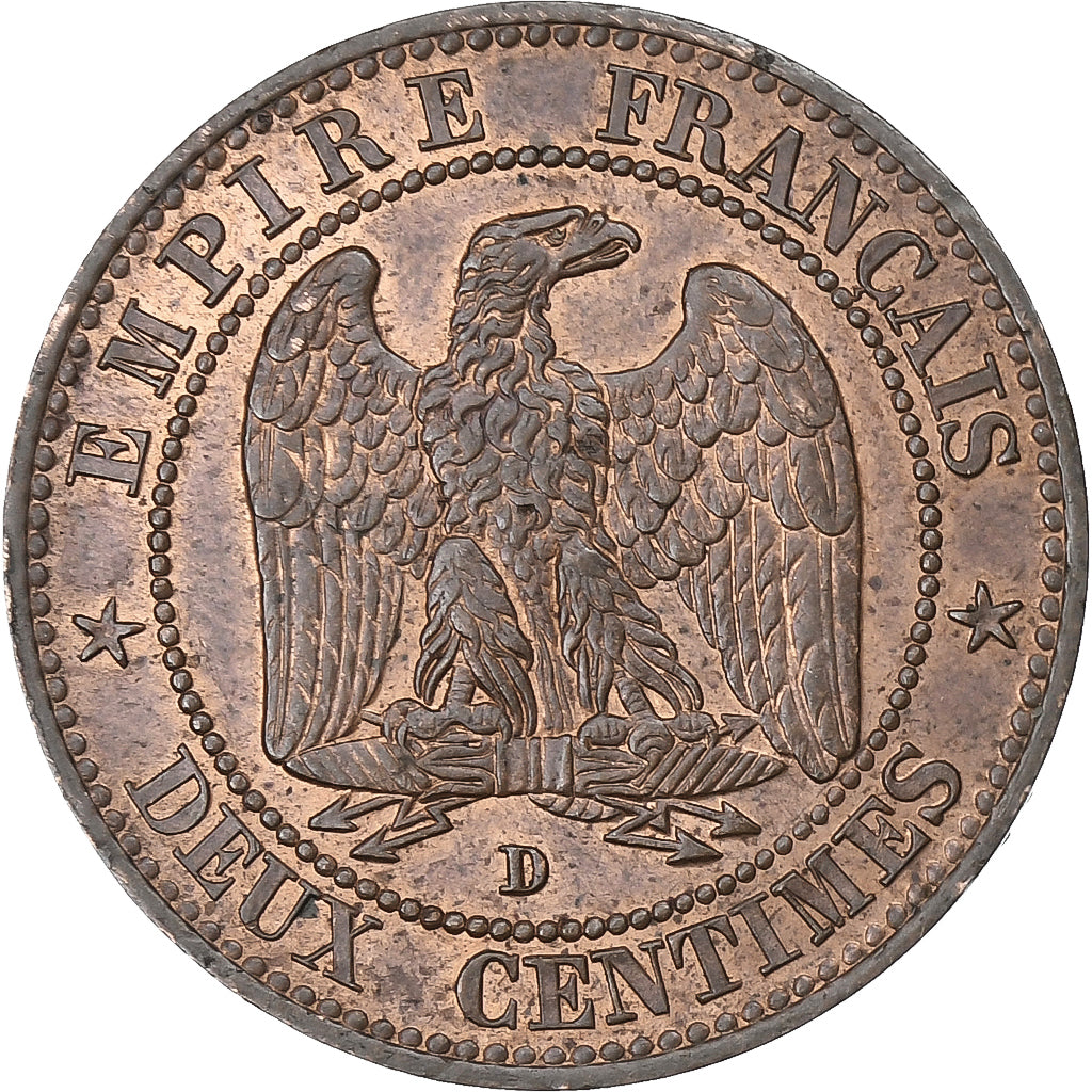 France, Napoleon III, 2 Centimes, 1854, Lyon, Bronze, EF(40-45), Gadoury:103