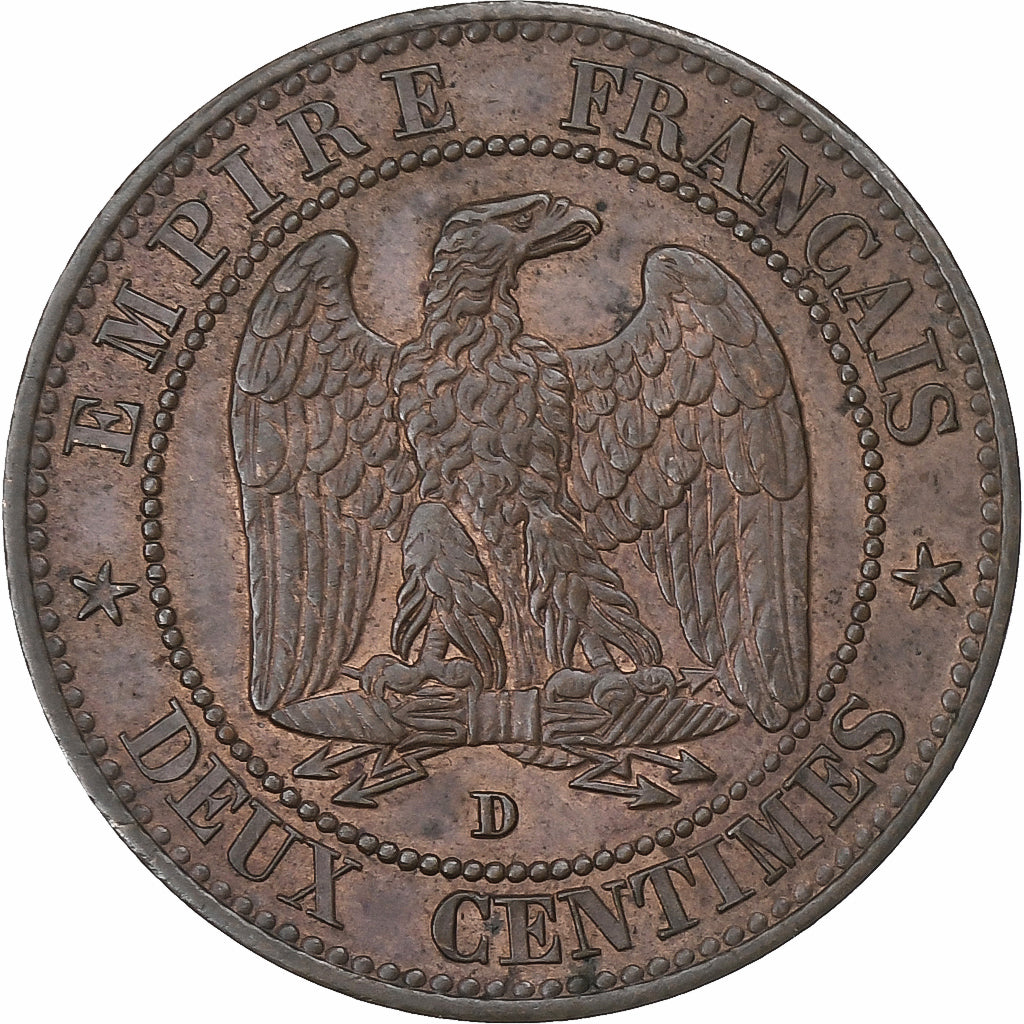 France, Napoleon III, 2 Centimes, 1854, Lyon, Bronze, EF(40-45), Gadoury:103