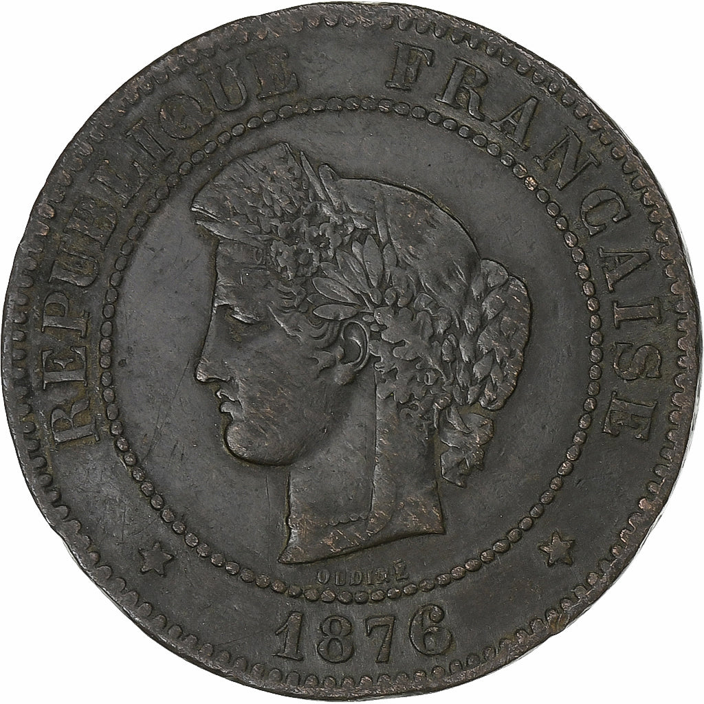 França, 5 Centimes, Cérès, 1876, Paris, Bronze, EF(40-45), Gadoury:157a