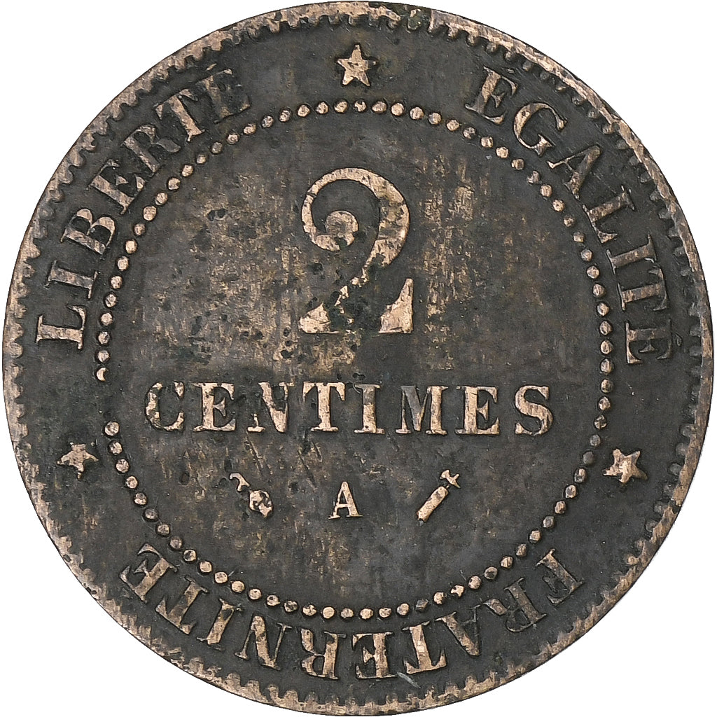 France, 2 Centimes, Cérès, 1893, Paris, Bronze, VF(30-35), Gadoury:105