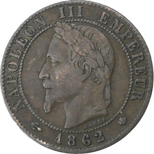 Francia, Napoleon III, Centime, 1862, Paris, Bronzo, MB+, KM:795.1