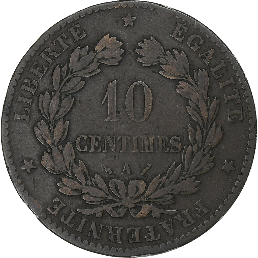 Frankreich, 10 Centimes, Cérès, 1889, Paris, Bronze, S+, Gadoury:265a