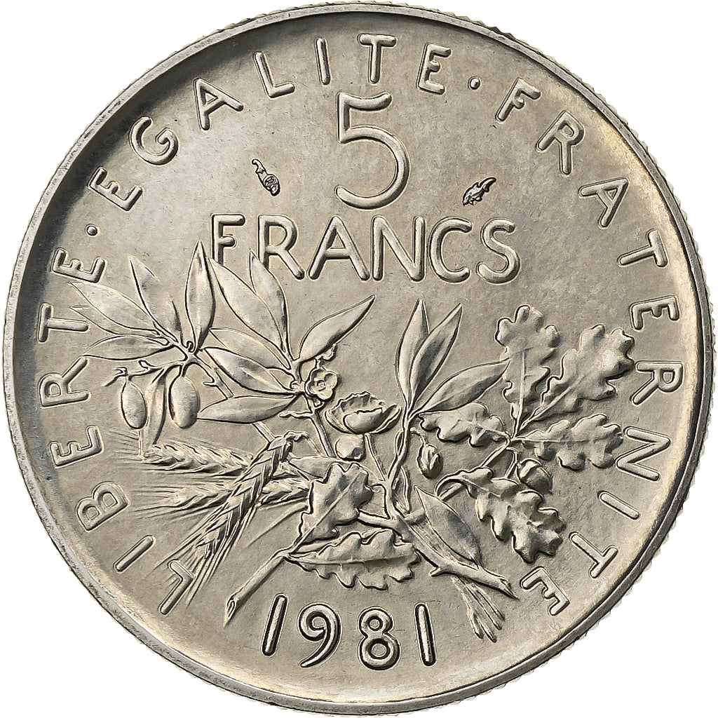 Frankreich, 5 Francs, Semeuse, 1981, Paris, Nickel Clad Copper-Nickel, STGL