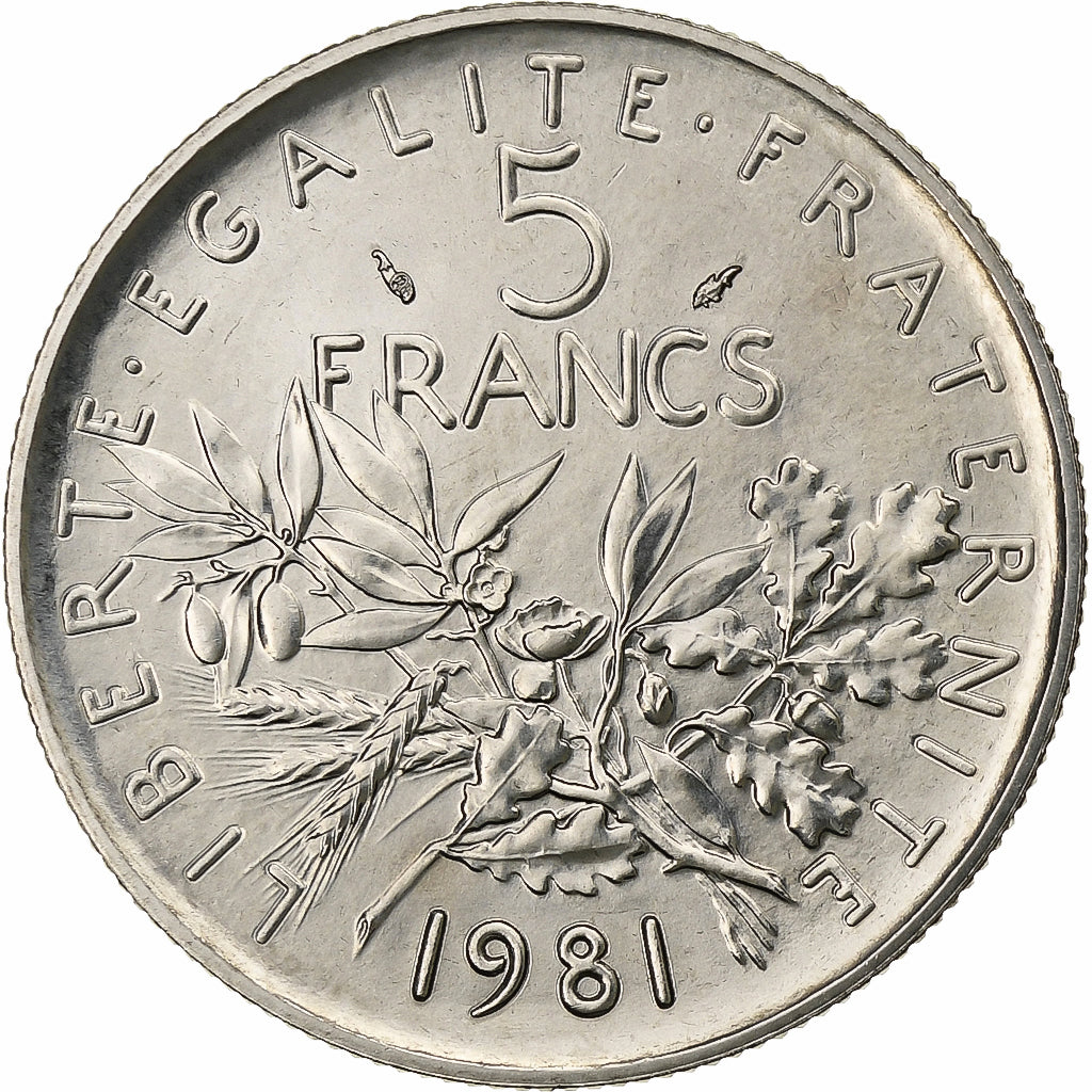 Frankreich, 5 Francs, Semeuse, 1981, Paris, Nickel Clad Copper-Nickel, STGL