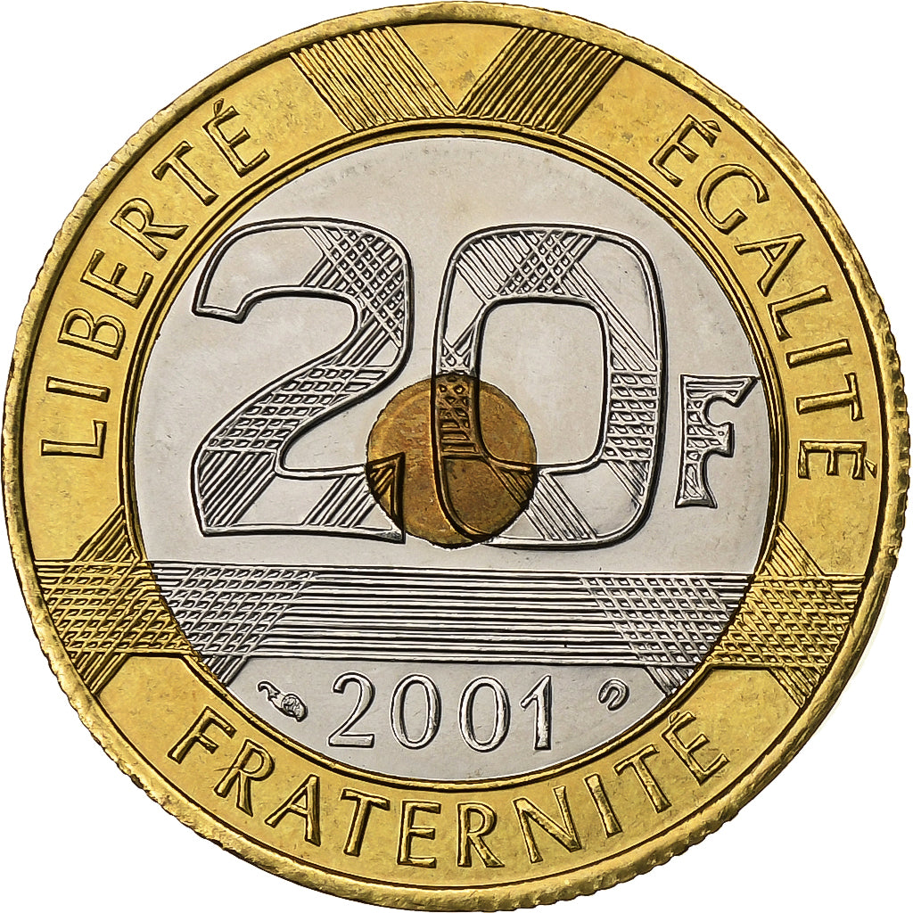 Frankrijk, 20 Francs, Mont Saint Michel, 2001, Tri-Metallic, FDC, Gadoury:871