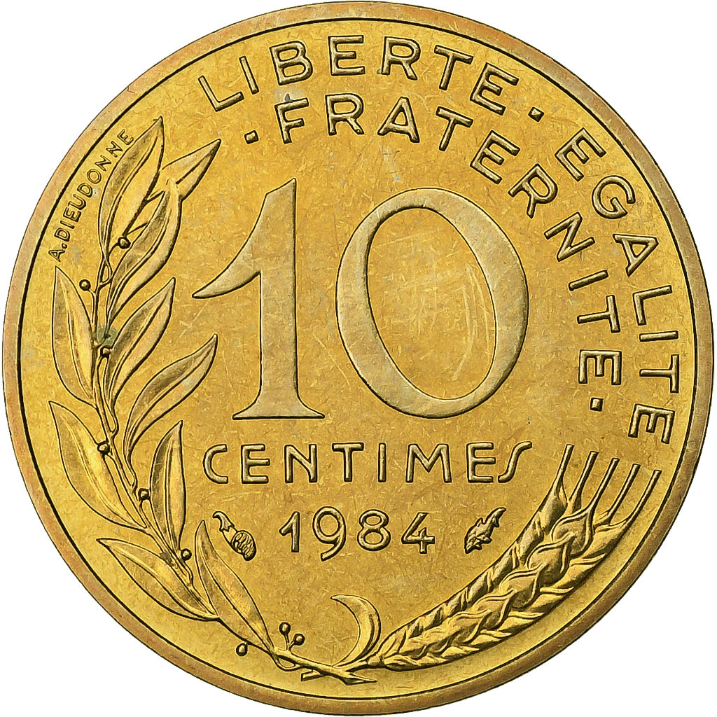 Frankrijk, 10 Centimes, Marianne, 1984, Paris, Aluminum-Bronze, FDC