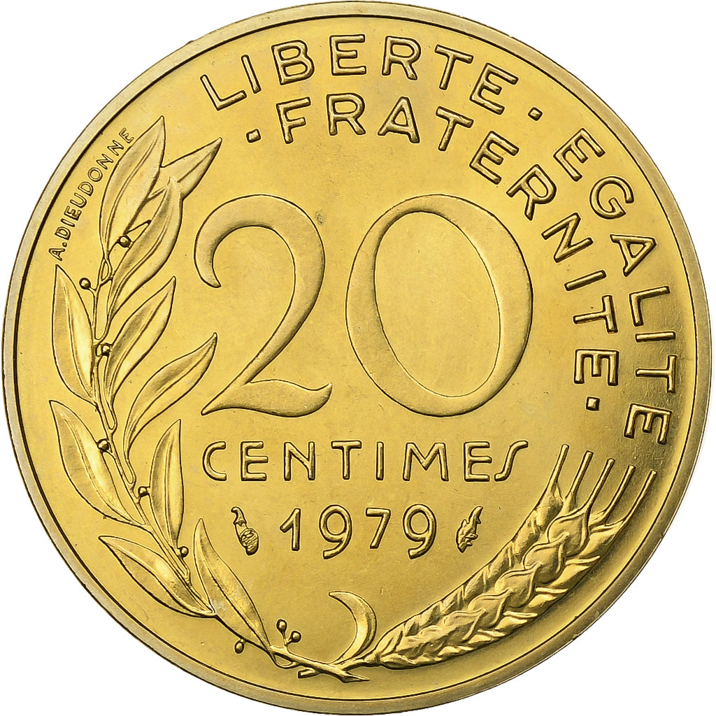 Francja, 20 Centimes, Marianne, 1979, Paris, Aluminium-Brąz, MS(65-70)