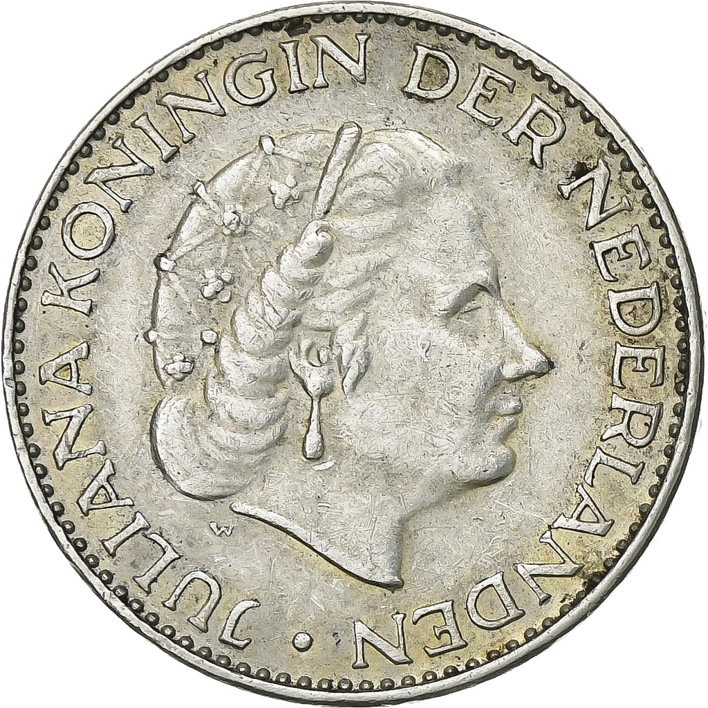 Países Bajos, Juliana, Gulden, 1965, Plata, MBC, KM:184