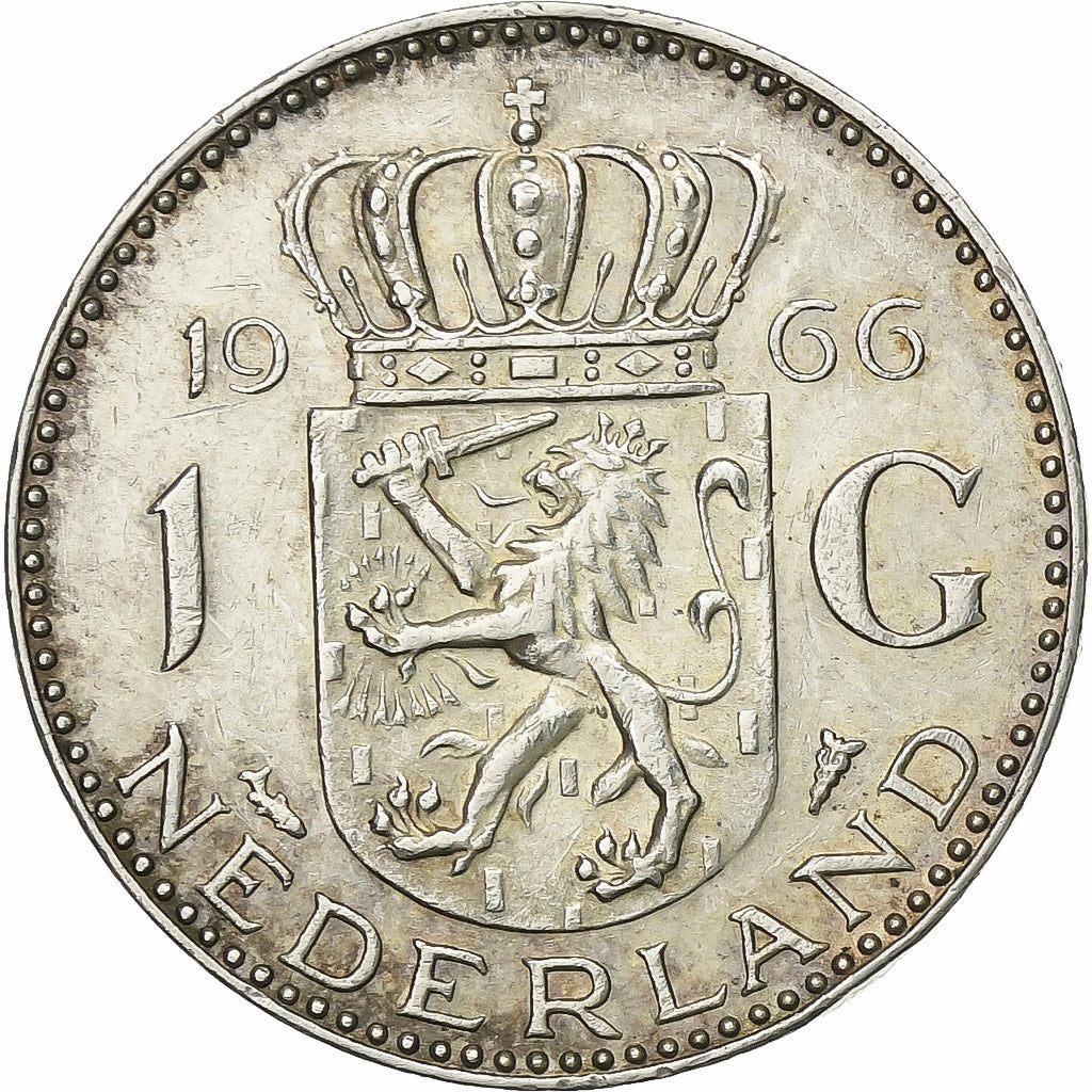 Nederland, Juliana, Gulden, 1966, Zilver, ZF, KM:184